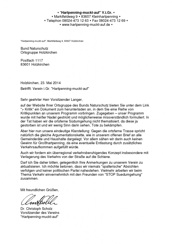 Stellungnahme von HMA bezüglich Kritik des Bundnaturschutz Holzkirchen